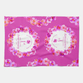 1 ^ e huwelijksfeestdag roze paniekbloem theedoek (Horizontaal)