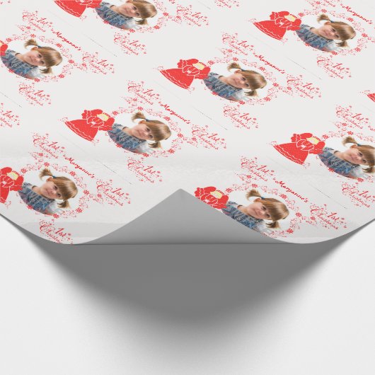 1 e-kerstengelse aangepaste foto cadeaupapier (Hoek)