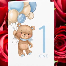 1 e verjaardag schattige blauwe ballon jongetkaart kaart