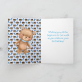 1 e verjaardag schattige teddyballonkaart kaart (Binnen)