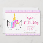 1 e verjaardag Unicorn party Foto Kaart (Voorkant)