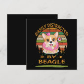 1 Easily Distracted By Beagle Kaart (Voorkant / Achterkant)