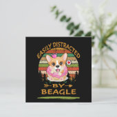1 Easily Distracted By Beagle Kaart (Staand voorkant)