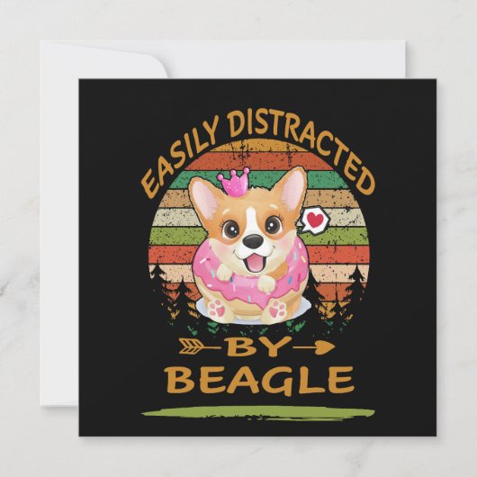 1 Easily Distracted By Beagle Kaart (Voorkant)