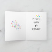 1 Een Eerste GROTE LEUKE Vuurwerk Sterren Gelukkig Kaart (Binnen)