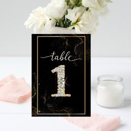1 Elegante diamant afdrukbare tafel nummers Kaart
