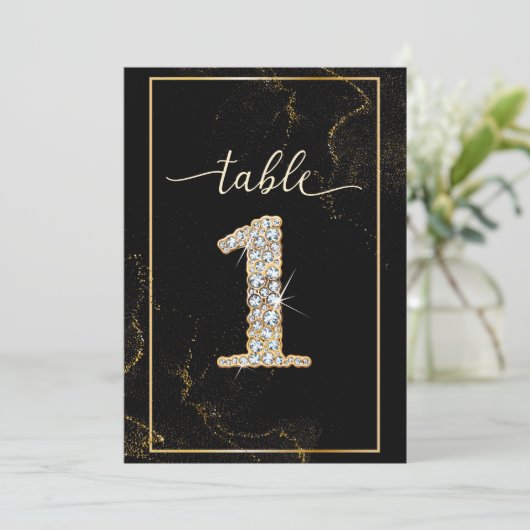 1 Elegante Diamant Afdrukbare Tafelnummers (Staand voorkant)