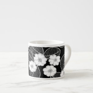 1 Espresso mokkop Damask bloemmotief grijs zwart w Kop