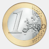 1 EURO Munt Ronde Sticker (Voorkant)