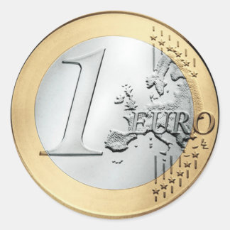 1 EURO Munt Ronde Sticker