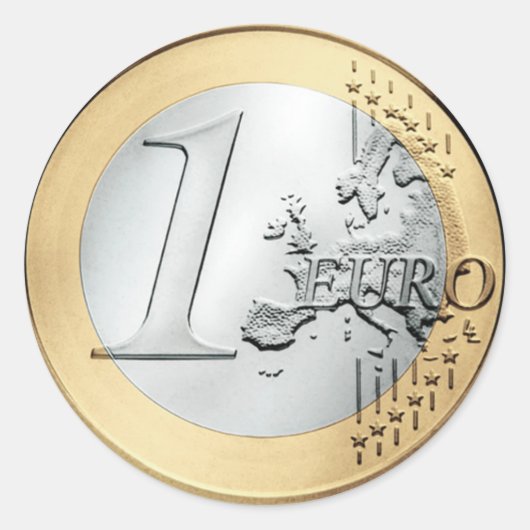 1 EURO Munt Ronde Sticker (Voorkant)