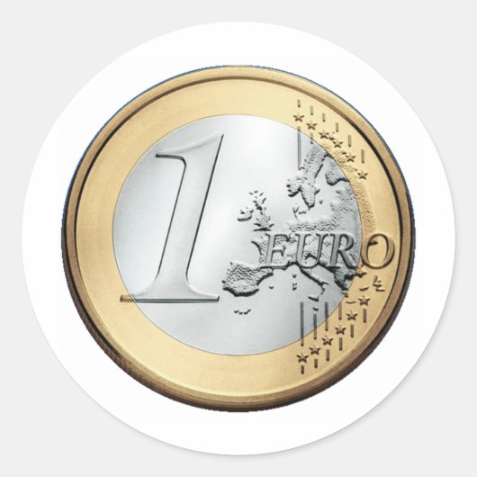 1 EURO Munt Ronde Sticker (Voorkant)