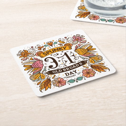 1 feb - Spunky Old Broads Day Kartonnen Onderzetters (Schuin)