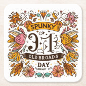 1 feb - Spunky Old Broads Day Kartonnen Onderzetters (Voorkant)