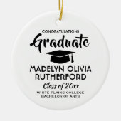 1 Foto Afstuderen bevat Simple Black en White Keramisch Ornament (Voorkant)