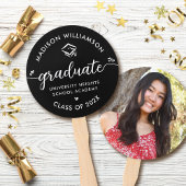 1 Foto Afstuderen Black Modern Script Hearts Pet Handwaaier