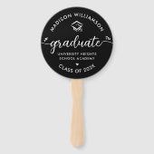 1 Foto Afstuderen Black Modern Script Hearts Pet Handwaaier (Voorkant)