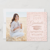 1 Foto Afstuderen Blush roze & Roos Gold Glitter Kaart (Voorkant)