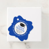 1 Foto Afstuderen Dank u Royal Blue Fancy Bedankjes Labels (In situ)