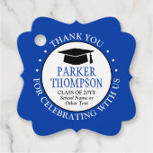 1 Foto Afstuderen Dank u Royal Blue Fancy Bedankjes Labels (Voorkant)