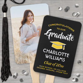1 Foto Afstuderen Elegant Black Gold Yellow Handwaaier