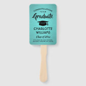 1 Foto Afstuderen Elegant Blauwgroen Blauw zwart g Handwaaier (Voorkant)