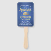 1 Foto-Afstuderen Elegant Blue Gold White, geborst Handwaaier (Voorkant)