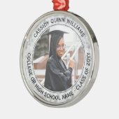 1 Foto Afstuderen Elegant Faux Marble Black White Metalen Ornament (Links)