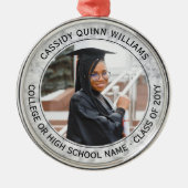 1 Foto Afstuderen Elegant Faux Marble Black White Metalen Ornament (Voorkant)