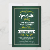 1 Foto Afstuderen Elegant Green & Gold Yellow Save The Date (Voorkant)