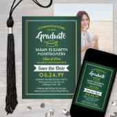 1 Foto Afstuderen Elegant Green & Gold Yellow Save The Date