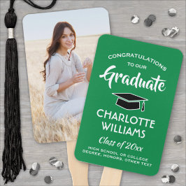 1 Foto Afstuderen Elegant Green White en Black Handwaaier