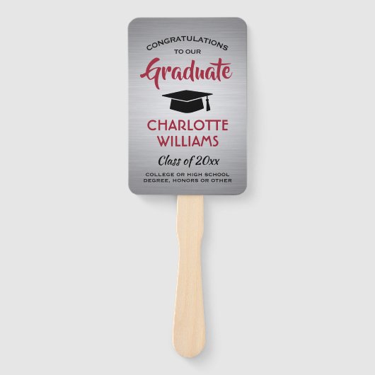 1 Foto-Afstuderen Elegant, grijs rood zwart gebors Handwaaier (Voorkant)