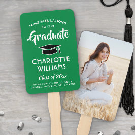 1 Foto Afstuderen Elegant Groen Wit en Zwart Handwaaier