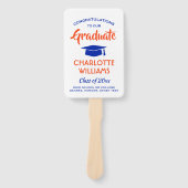 1 Foto Afstuderen Elegant modern Oranje en blauw Handwaaier (Voorkant)