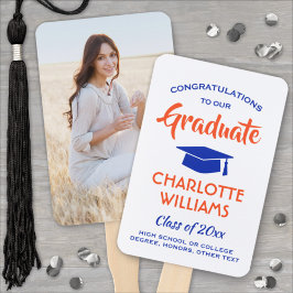 1 Foto Afstuderen Elegant modern Oranje en blauw Handwaaier