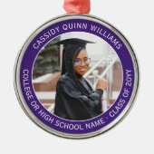 1 Foto Afstuderen Elegant Modern Paars en White Metalen Ornament (Voorkant)