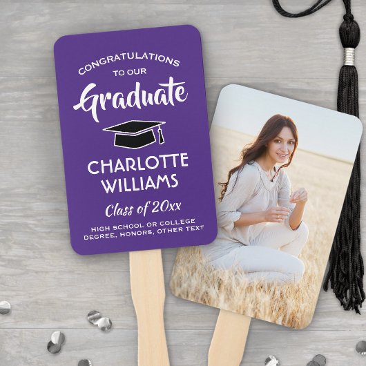 1 Foto Afstuderen Elegant Modern Paars en Wit Handwaaier