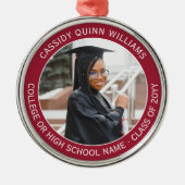 1 Foto Afstuderen Elegant Modern Red en White Metalen Ornament (Voorkant)