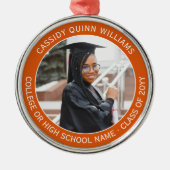 1 Foto Afstuderen Elegant Modern Sinaasappel en Wi Metalen Ornament (Voorkant)