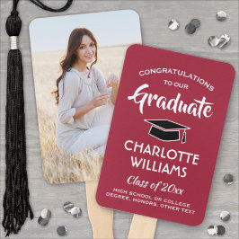 1 Foto Afstuderen Elegant Red White en Black Handwaaier