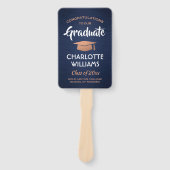 1 Foto Afstuderen geborsteld marineblauw wit koper Handwaaier (Voorkant)