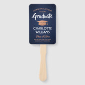 1 Foto Afstuderen Geborsteld Navy Blauw Wit Koper Handwaaier (Voorkant)