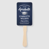 1 Foto Afstuderen Geborsteld Navyblauw Wit Zilver Handwaaier (Voorkant)