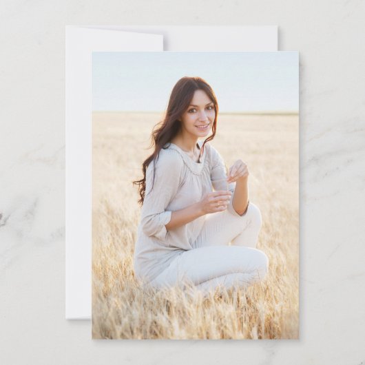 1 Foto Afstuderen geborsteld Royal Blue en Gold Save The Date (Achterkant)