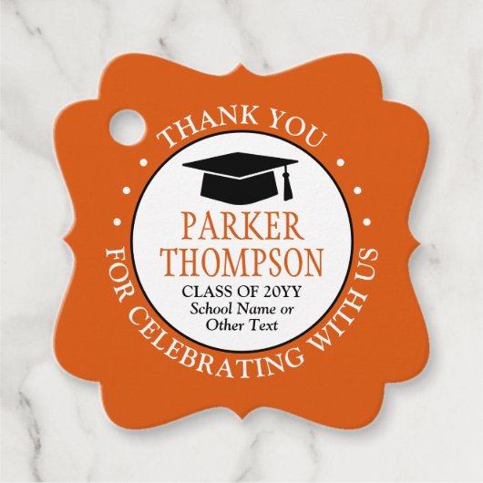 1 Foto Afstuderen Hartelijk dank Oranje en zwart F Bedankjes Labels (Voorkant)