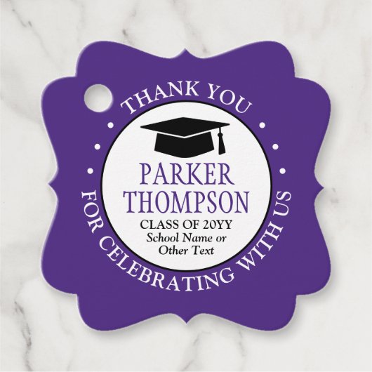 1 Foto Afstuderen Hartelijk dank Paars en wit Fanc Bedankjes Labels (Voorkant)