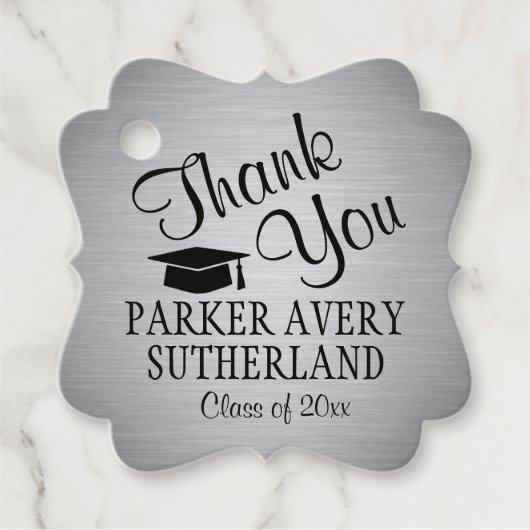 1 Foto Afstuderen Hartelijk dank Silver & Black Fa Bedankjes Labels (Voorkant)