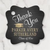 1 Foto Afstuderen Hartelijk dank, zwart en Gold Fa Bedankjes Labels (Voorkant)