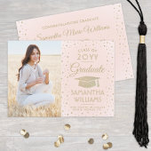 1 Foto Afstuderen Modern Blush Pink Gold Glitter Kaart